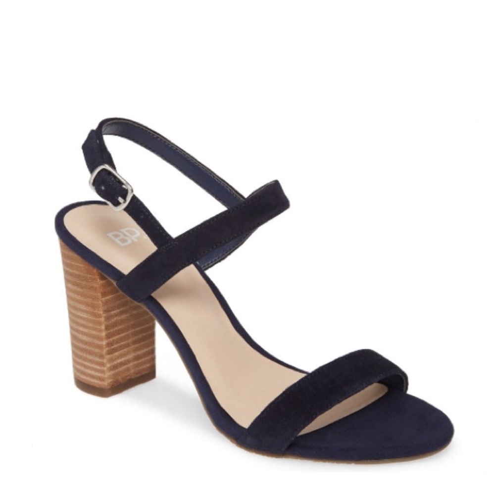 BP Navy Strappy Block Heel Sandal